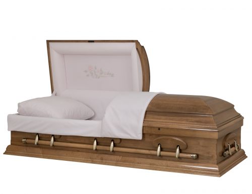 Cercueils Concept 08215-00068-N CERCUEIL D'ÉRABLE REPOLI NOVA MIEL MATELAS OUI W1462W-0    6 X 2 OR ANTIQUE  