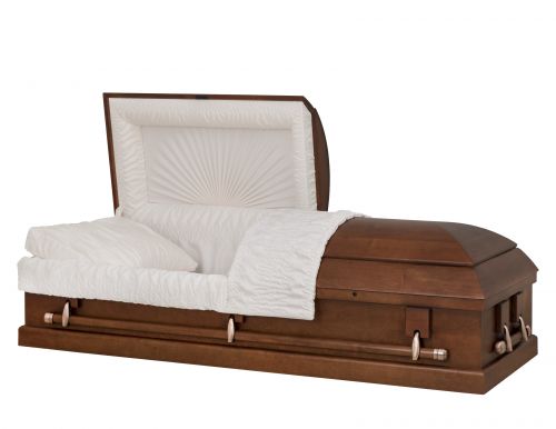 Cercueils Concept 12215-00249-N CERCUEIL DE PEUPLIER GRAIN OUVERT CRÊPE TIERRA  LIT AJUSTABLE OUI W1A32X-1    3 X 2 CUIVRE ANTIQUE  
