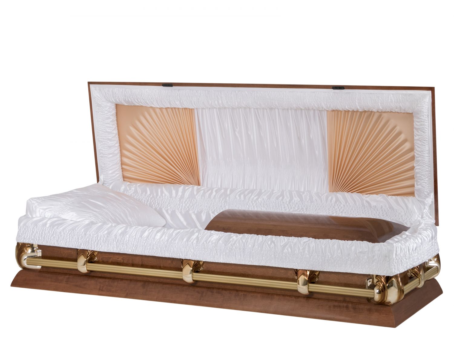 Cercueils Concept 15100-00111-N CERCUEIL DE PEUPLIER LUSTRÉ SATIN MEDIUM FIBRES DE BOIS NON B2850 BUMPER  3 X 1 OR BRILLANT 