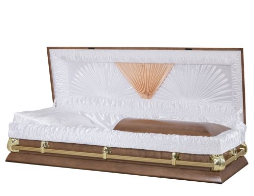 Cercueils Concept 15100-00136-N CERCUEIL DE PEUPLIER SEMI LUSTRÉ SATIN MEDIUM FIBRES DE BOIS NON B1980 BUMPER 3 X 1 OR CHROMÉ 