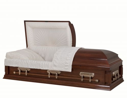 Cercueils Concept 18204-00722-N CERCUEIL DE PEUPLIER LUSTRÉ CRÊPE CERISIER LIT AJUSTABLE OUI H2110-1    3 X 1 CUIVRE 