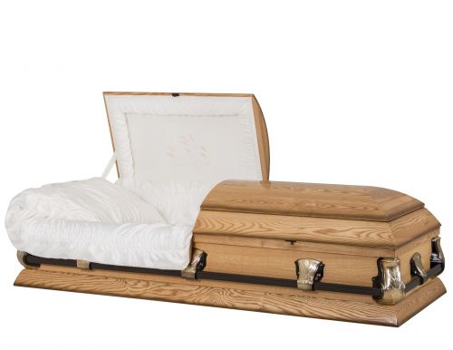Cercueils Concept 40000-00176-N CERCUEIL DE FRÊNE SEMI LUSTRÉ CRÊPE MEDIUM FIBRES DE BOIS NON B8202    3 X 1 CUIVRE ANTIQUE FONCÉ 