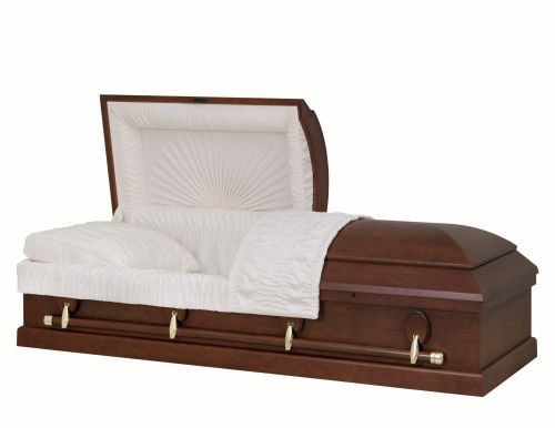 Cercueils Concept 20215-00135-N CERCUEIL DE PEUPLIER GRAIN OUVERT CRÊPE CERISIER MATELAS OUI W1540G-1    4 X 0 OR 