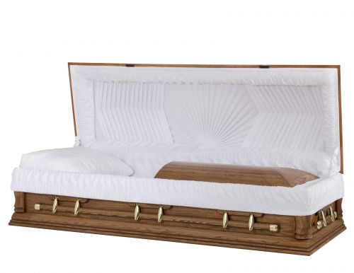 Cercueils Concept 62139-00011-N CERCUEIL DE CHÊNE REPOLI CRÊPE MEDIUM FONCÉ LIT AJUSTABLE NON W1462-G    6 X 2 OR 