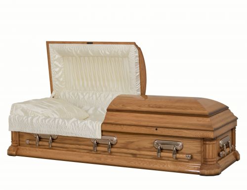 Cercueils Concept 64222-00058-N CERCUEIL DE CHÊNE REPOLI SATIN MEDIUM  MATELAS NON H2110-6    3 X 1 CUIVRE 
