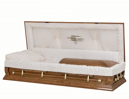 Cercueils Concept 65123-00037-N CERCUEIL DE CHÊNE LUSTRÉ CRÊPE FONCÉ FIBRES DE BOIS NON W1142G-6    4 X 2 OR 