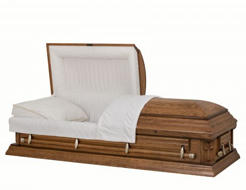 Cercueils Concept 65202-00078-N CERCUEIL DE CHÊNE GRAIN OUVERT NOVA FONCÉ MATELAS OUI W1542W-6    4 X 2 OR ANTIQUE  