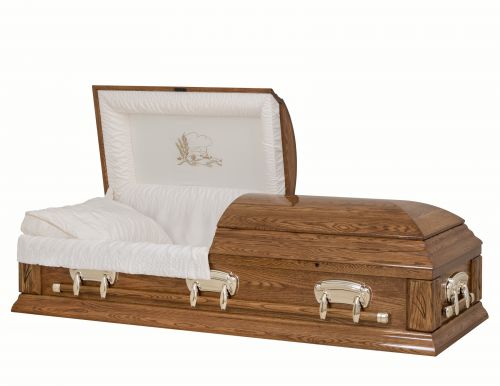 Cercueils Concept 65207-00023-N CERCUEIL DE CHÊNE REPOLI CRÊPE MEDIUM FONCÉ MATELAS NON H1306-6    3 X 1 OR 