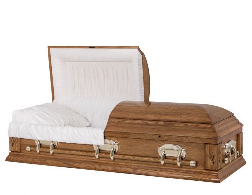 Cercueils Concept 65207-00026-N CERCUEIL DE CHÊNE REPOLI CRÊPE MEDIUM FONCÉ MATELAS NON H1306-6    3 X 1 OR 