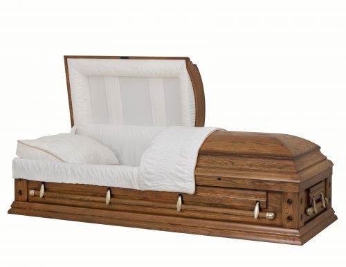 Cercueils Concept 87244-00199-N CERCUEIL DE CHÊNE GRAIN OUVERT NOVA MEDIUM FONCÉ MATELAS OUI W1542W-6    4 X 2 OR ANTIQUE 